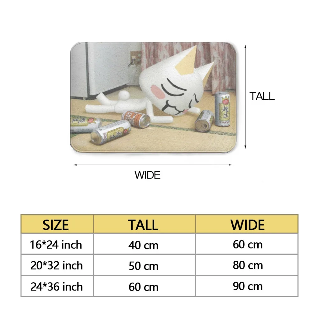 Inoue Toro Cute Cat Living Room Rug Carpet Flannel Slip Mat Decor Aesthetic Dressing