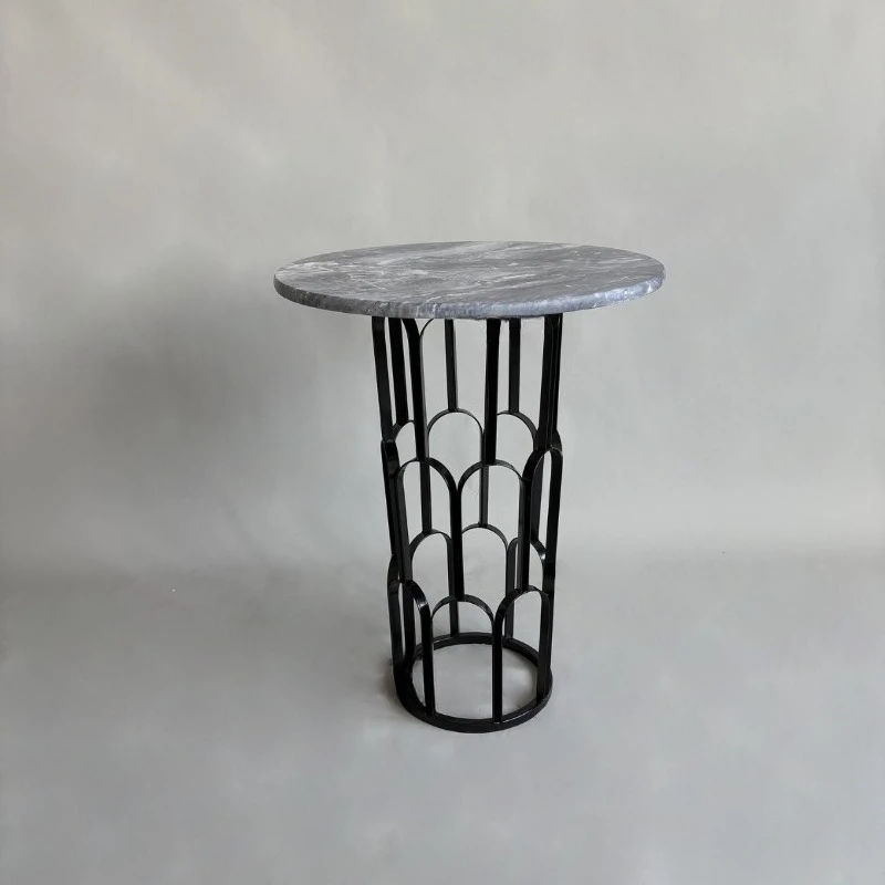 

Italian Simple Light Luxury Marble Wrought Iron Living Room Corner Table B&B Hotel Villa