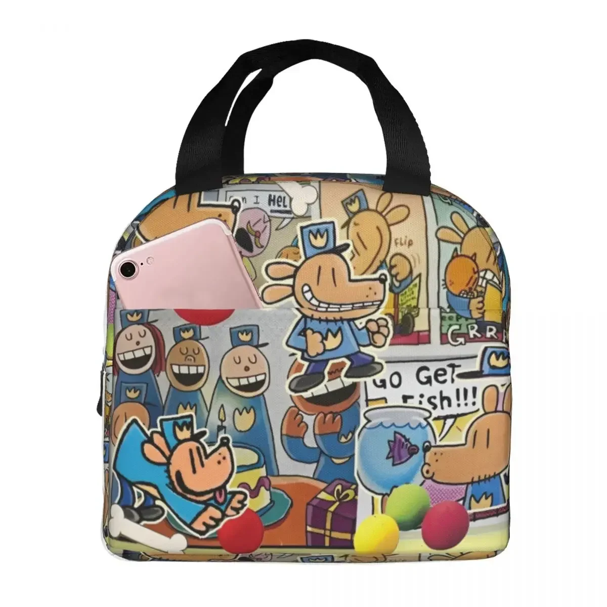 

Dog Man Dogman Movie Comic Insulated Lunch Bags Thermal Bag Reusable Cartoon Large Tote Lunch Box Food Storage Bags Beach Travel