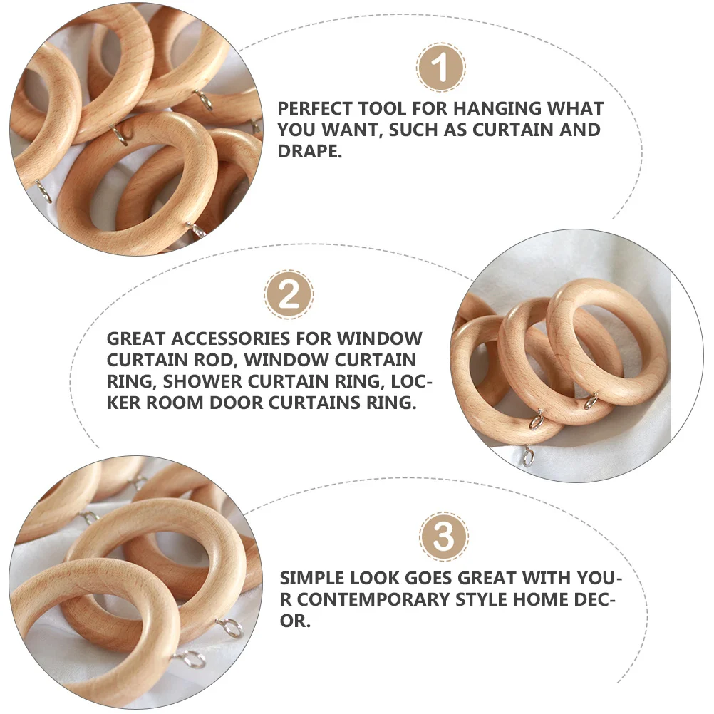 

2Pcs Curtain Rings Strong Modern Design Low Noise Slide Accessory Home Decoration Wooden Curtains Clasp Hanging Ring