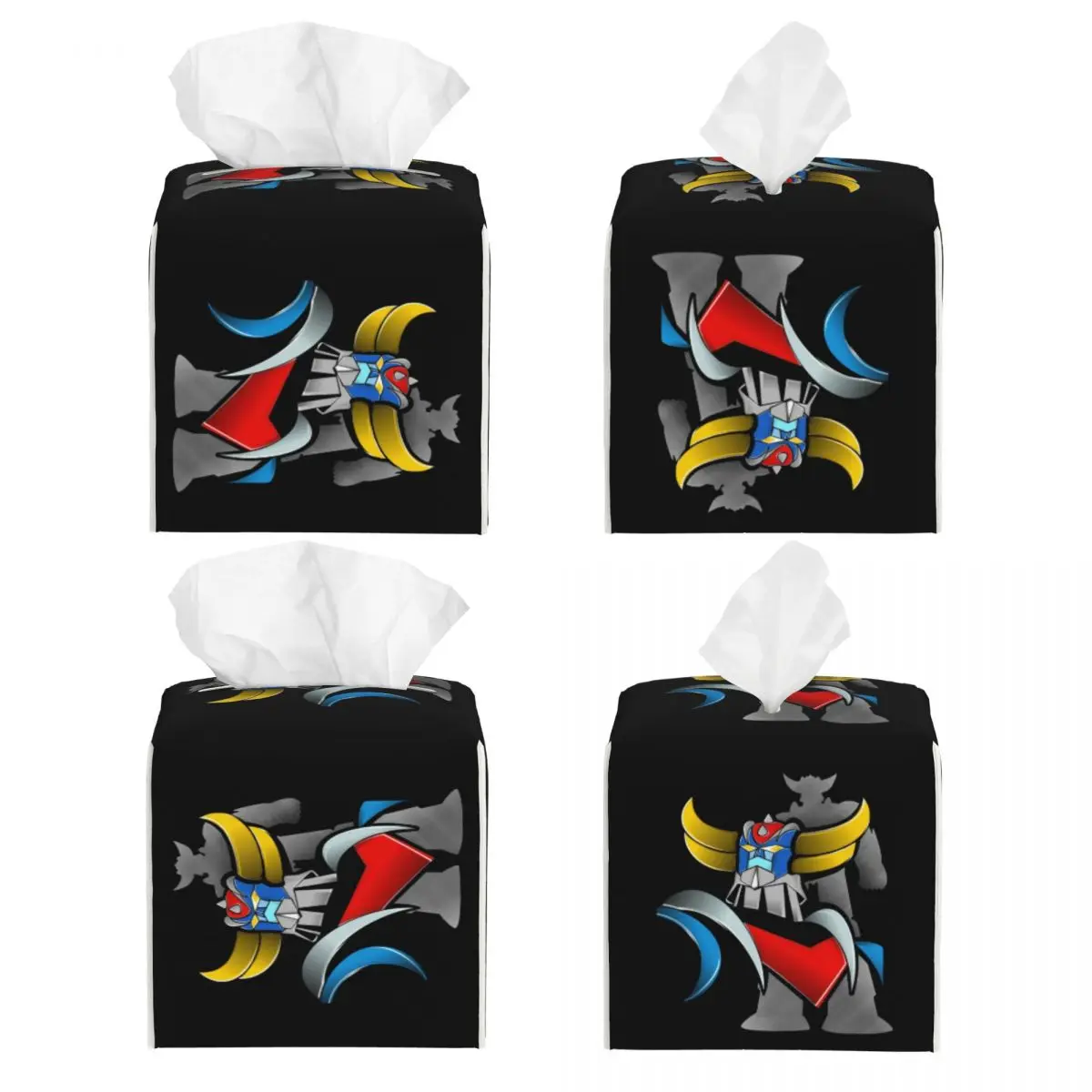 Custom Goldorak Grendizer Vintage Robot Tissue Box Cover PU Leather Square Anime Mechanical Warrior Facial Tissues Holder for