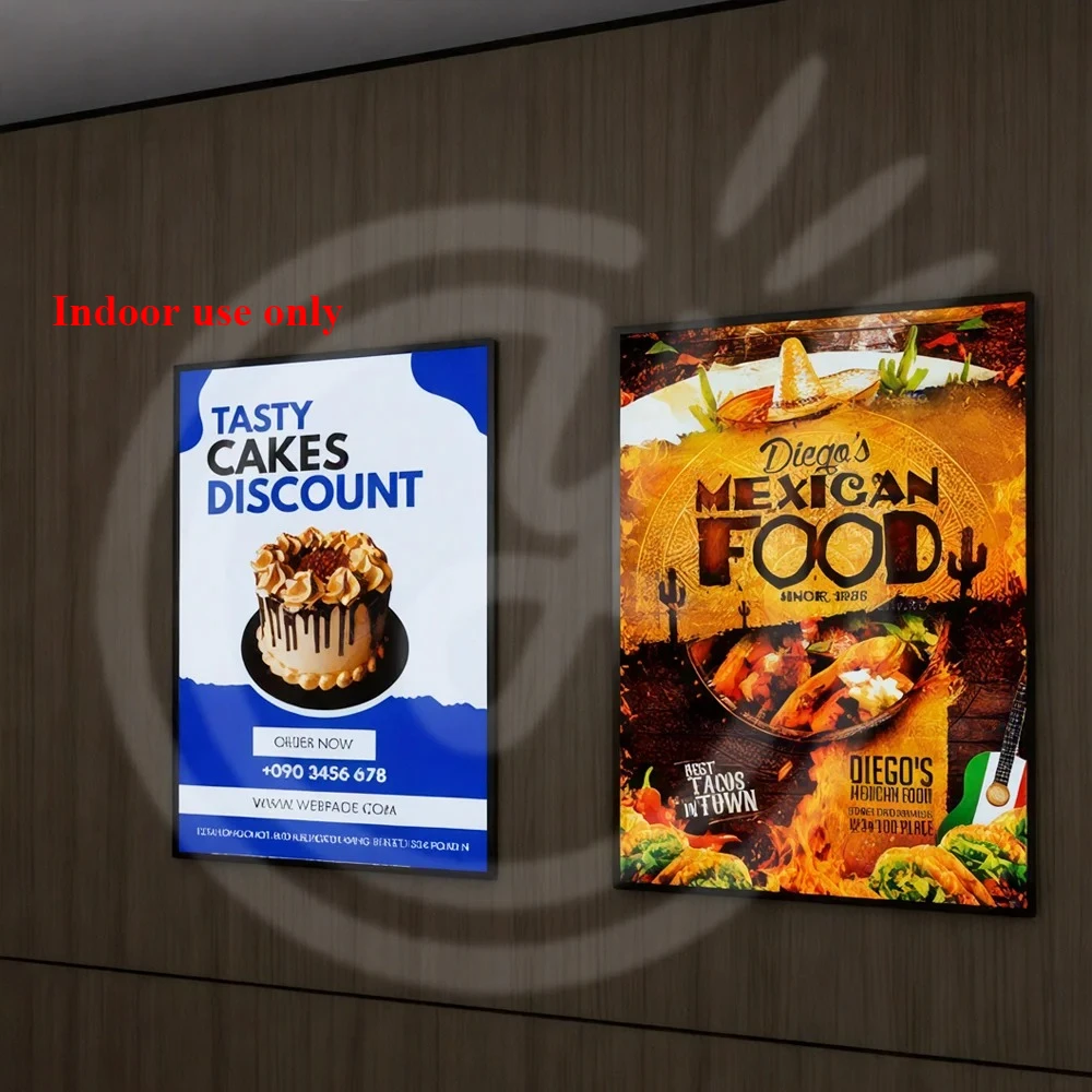 صندوق إضاءة رفيع للغاية مخصص ، علامة أضواء LED رفيعة مقاس A4 للوحة قائمة عرض الملصق ، لوحة لافتة مضيئة لتزيين الحائط