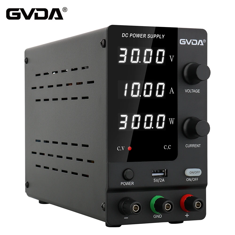 GVDA Adjustable DC Regulated Power Supply Laboratory Lab Bench Power Source Switch Power Supply Stabilizer with Rotary Encoder