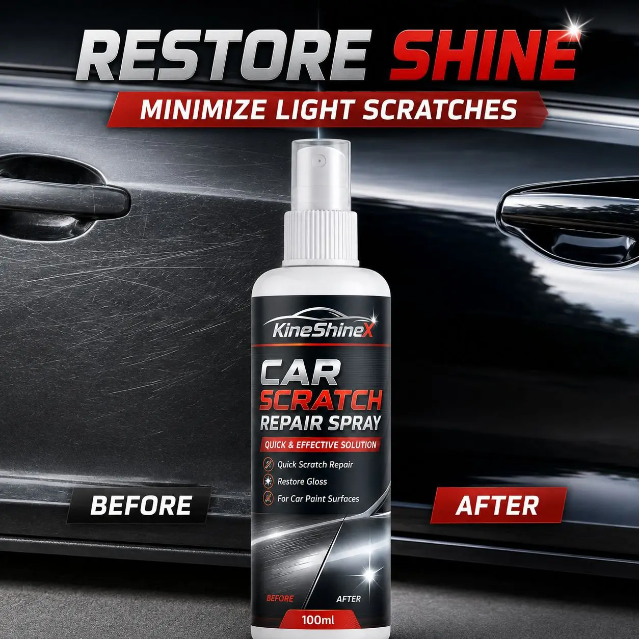 100ml Car Scratch Repair Spray, Paint Care Polish for Light Scratches, Swirl Marks and Scuffs, Auto Gloss Restorer, 1Pc/2Pcs Set