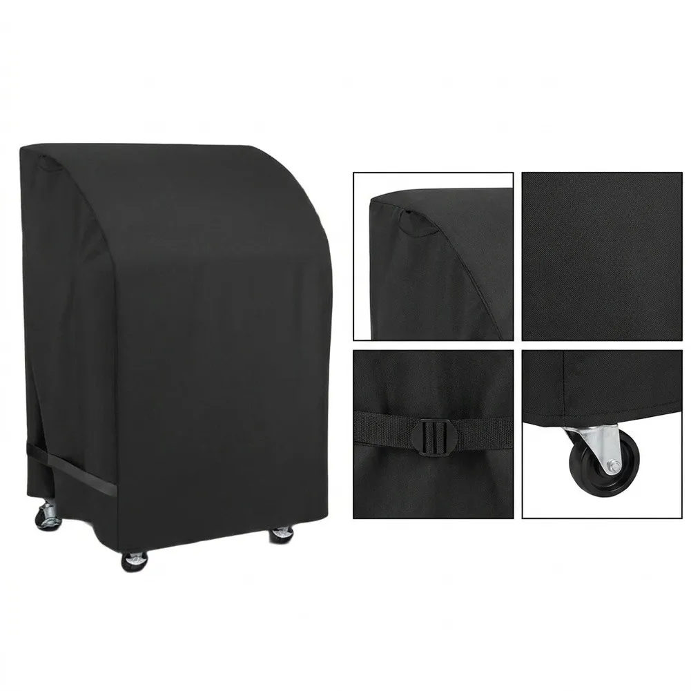 Black 32 Inch Gas Grill Cover Rainproof 210D Oxford BBQ Barbecue Stove Lid With Folding Side Table For Outdoor Patio Protection