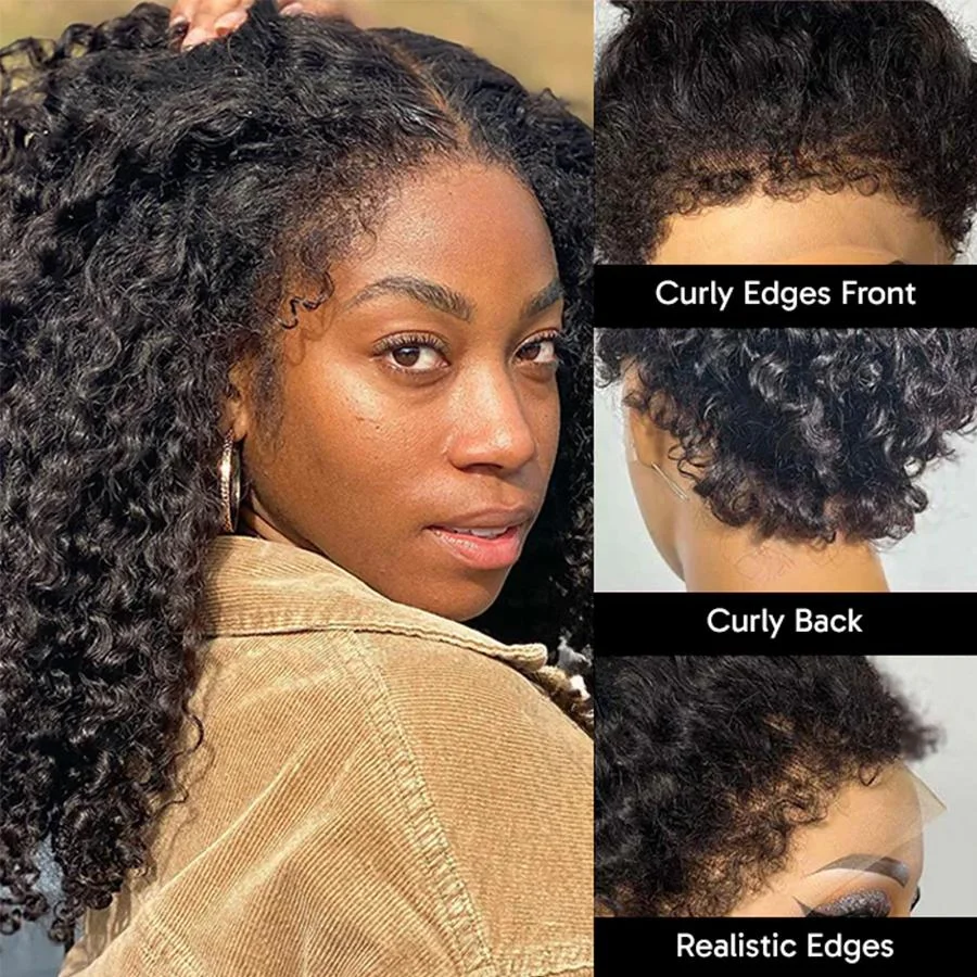 Deep Wave 360 Lace Front Wigs Human Hair 38 Inch HD Full Lace Front Wigs Human Hair Pre Plucked with Drawstring 250 Density Curly Wig for Women