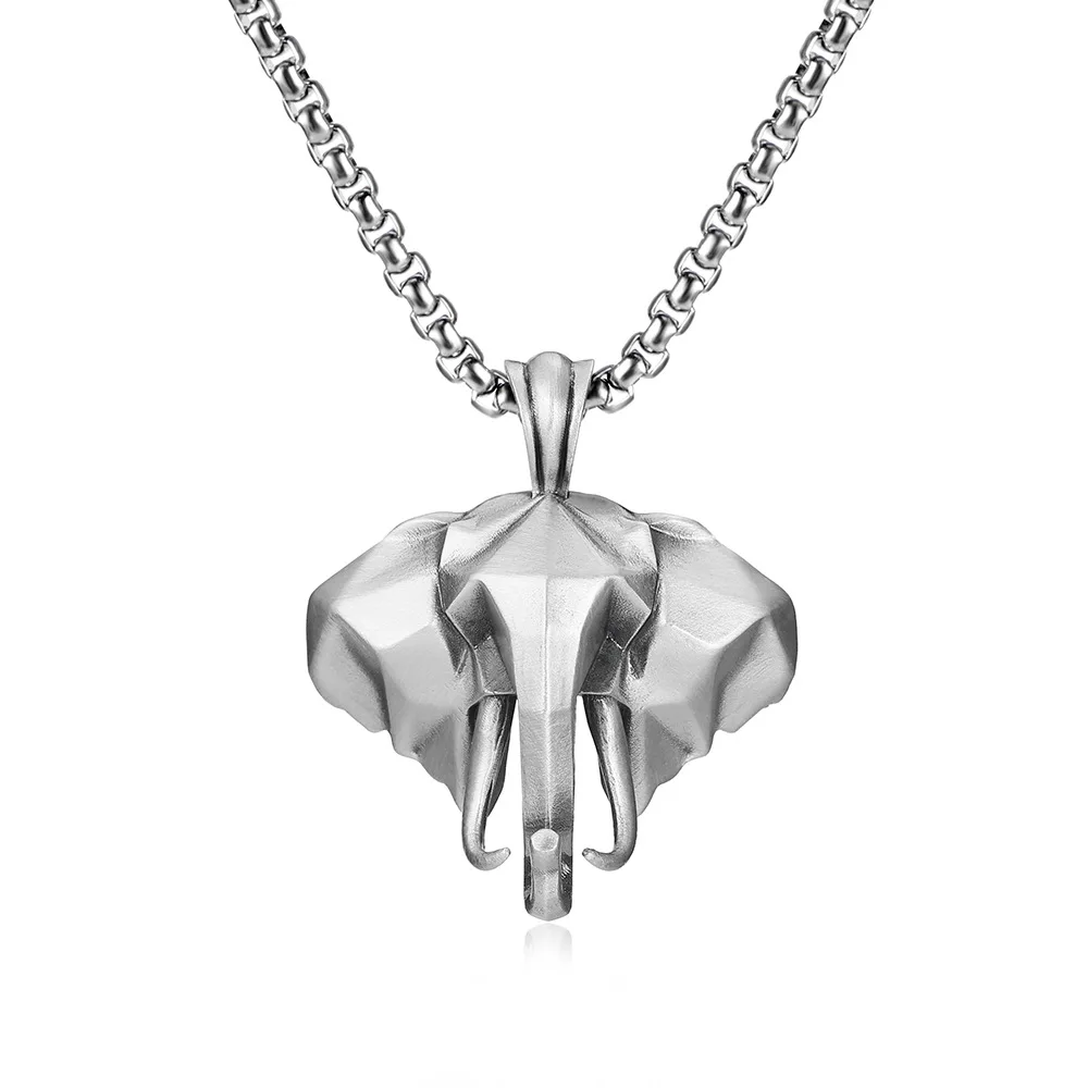 

Kitykiss 3D elephant mysterious power rare pure tin pendant retro titanium steel necklace wear a retro tough guy feeling