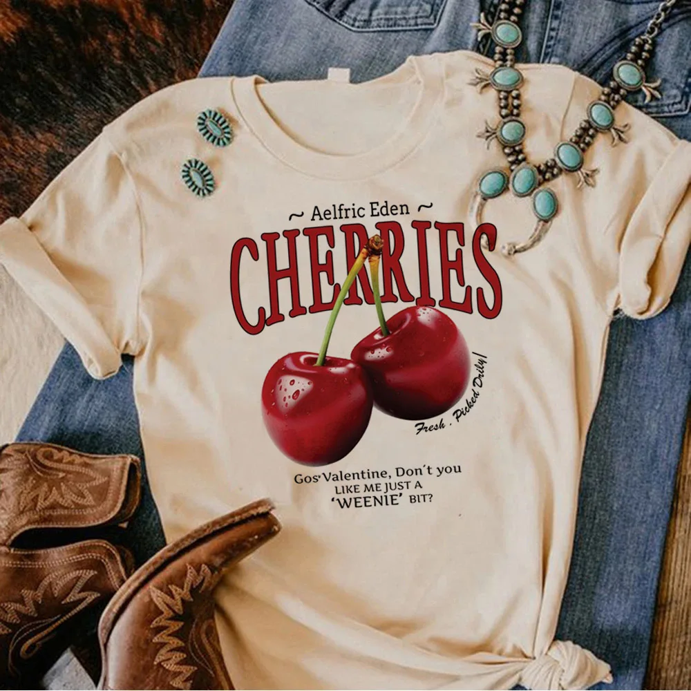 Cherry tshirt female graphic University Digital 2000s Grunge Pop Culture shirt harajuku kawaii Punk 2000s Vintage hip hop