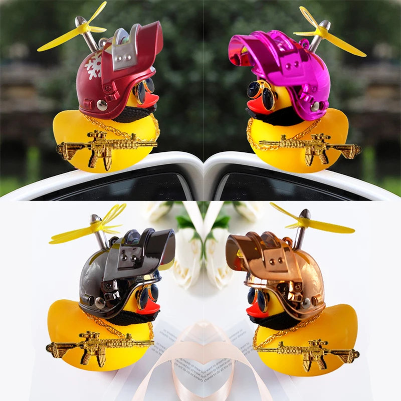 Motor Accessories Yellow Duck with Helmet for Bike Without Lights Car Ornaments Accessories Duck In The Car Interior Decoration