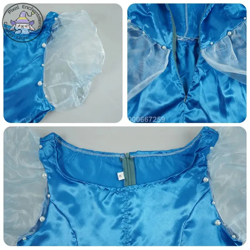

A\5;f,7;b/Hot Role Playing Costume Classic Blue Princess Dress Full Set High Quality Comic Con Party Anime Clothes(F3;b,6/k'5;