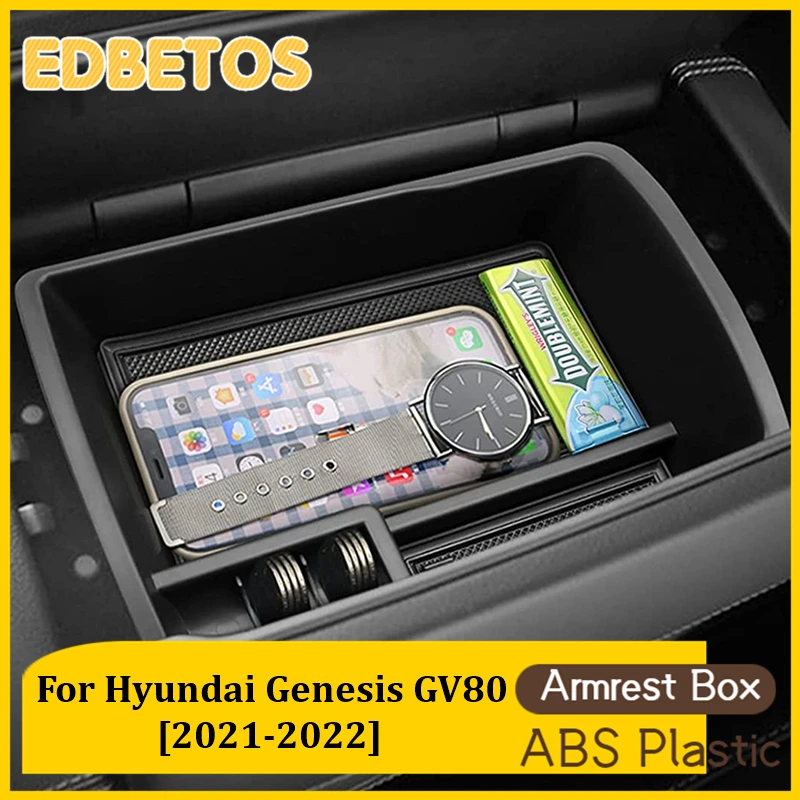 Bandeja de organizador de apoyabrazos central para Hyundai Genesis GV80 2021 2022 2023, accesorios de inserción de materiales de ABS negro, caja de