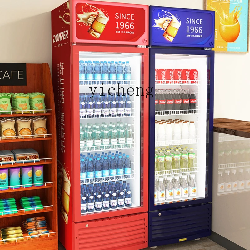 ZC Beverage Showcase Freezer Commercial Refrigerated Display Cabinet Fresh-Keeping Vertical Single Door