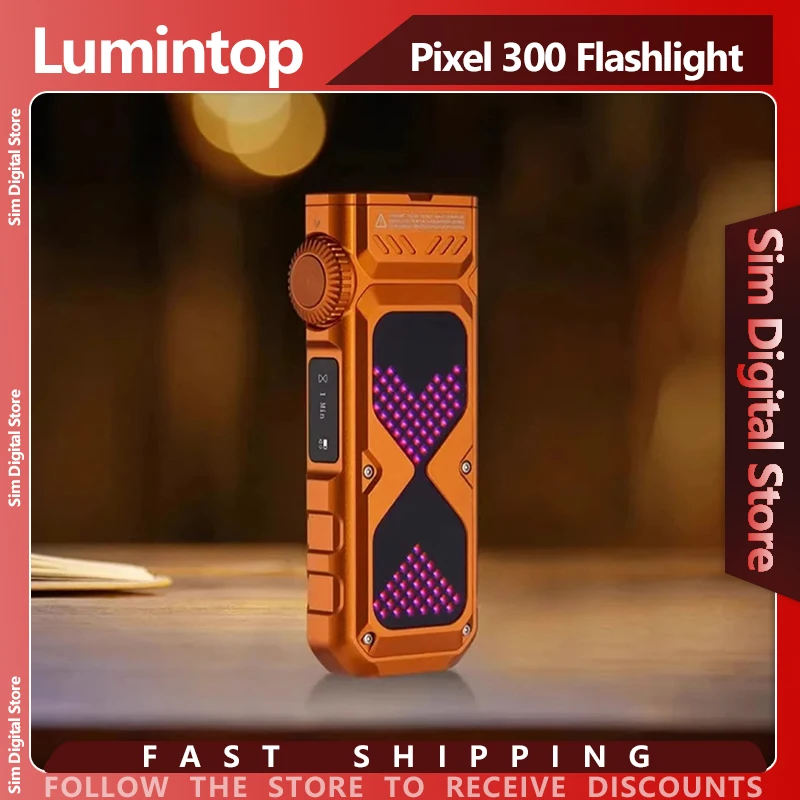 Многофункциональный плоский фонарь Lumintop Pixel 300, 1300 лм, с УФ-излучением, LEP RGB, Hourglass, USB-C, дальность 265 м