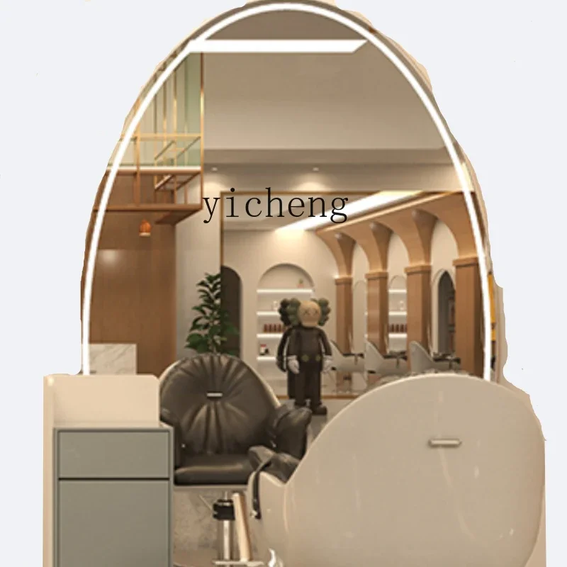 Internet celebrity hair salon mirror table hair salon special floor perm and dyeing area hair mirror with lamp