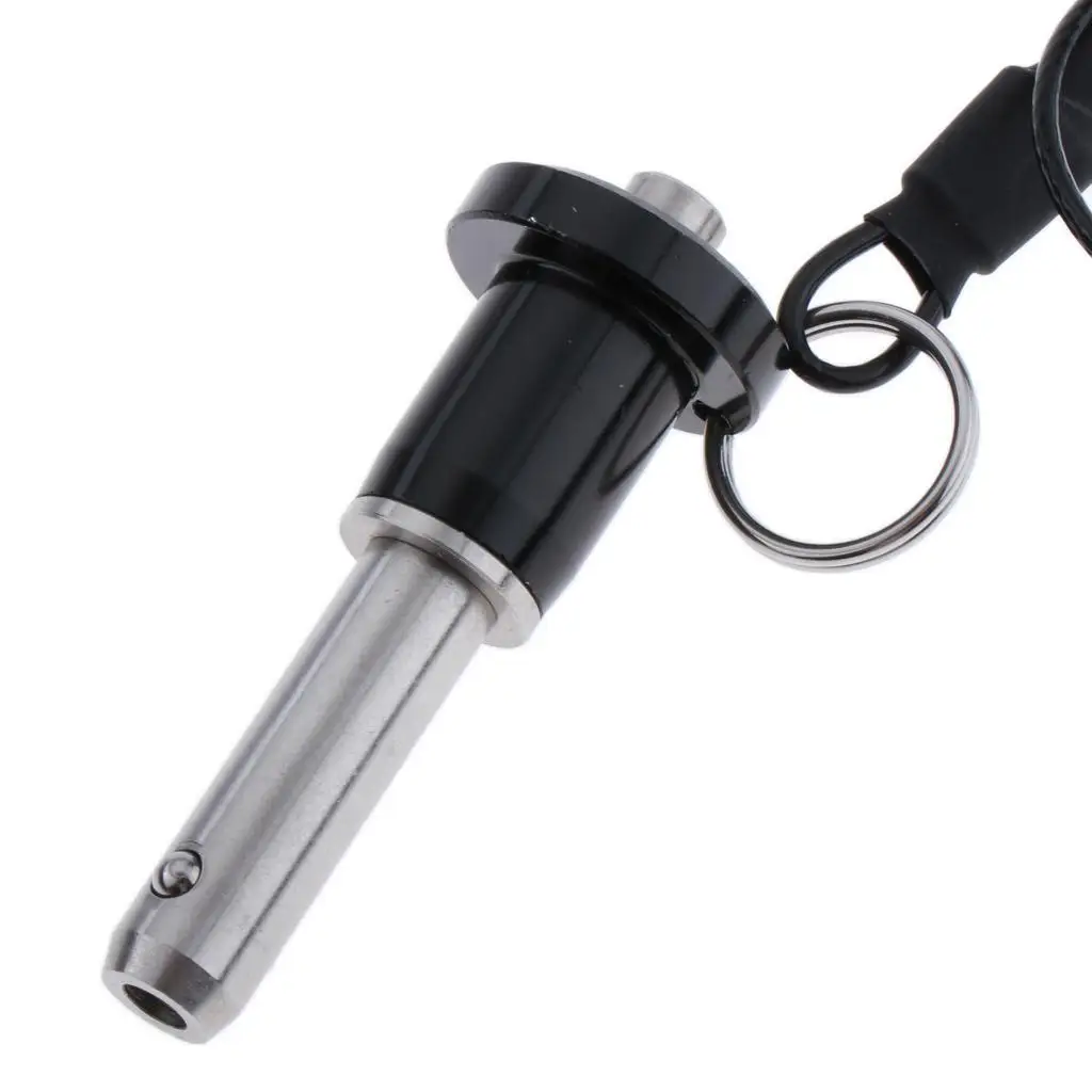 Push Button Quick Release Pin 8mm Diameter Marine Grade Stainless Steel Ball Lock Fastener Pin with Safety Wire Lanyard