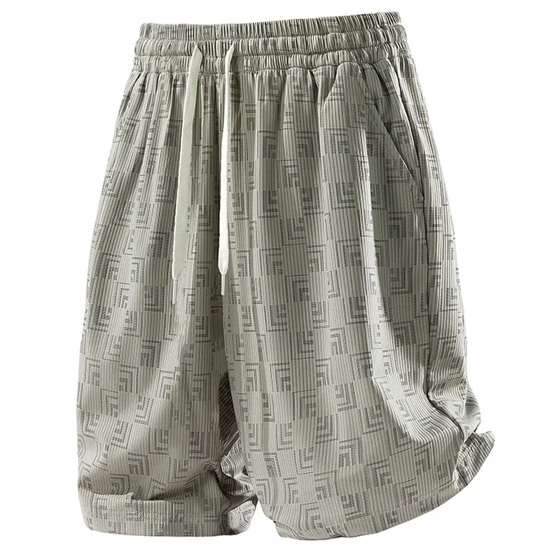 Plus Size 7XL 8XL Men's Printed Cargo Shorts Summer Ice Silk Casual Loose Outdoor Gym Running Sports Five-Point Shorts