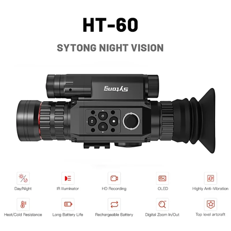 

Sytong-IR Digital Night Vision Clip-on Sight Scope, Hunting Sighting Monocular, Waterproof, Wi-Fi Crosshair, HT-60