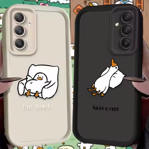 New Cartoon Duck Silicone Case for Samsung Galaxy A35 A55 A15 A25 A16 A06 A05 A05S A24 A13 A23 A12 A22 A32 A52 A71 A51 4G Etui