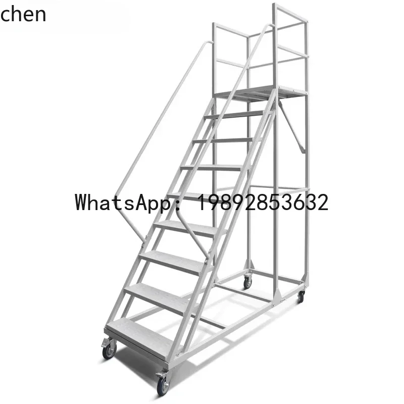 JX warehouse climbing car mobile platform ladder with wheel rack climbing ladder