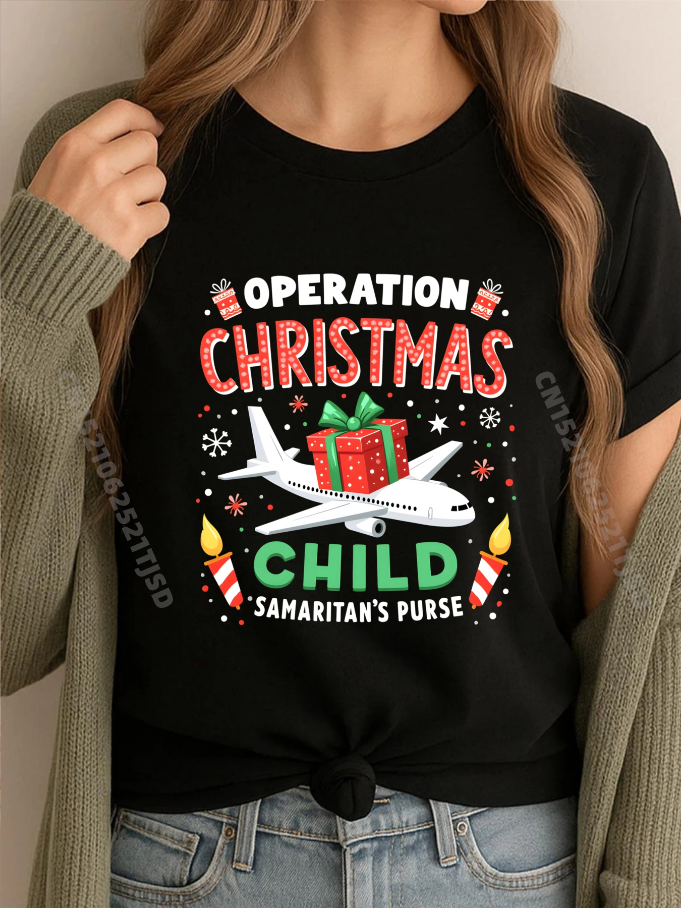 

Operation Christmas Child Family Matching Xmas Plus Size Woman Clothing Summer T-Shirt Leisure