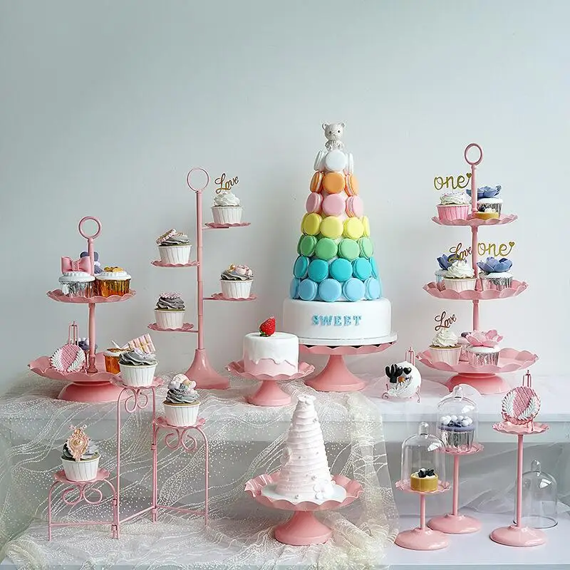 

10 Pcs/set Metal Cupcake Cake Holder Dessert Stand Set Wedding Event Party Display Tower Plate Wedding Dessert Table Decoration