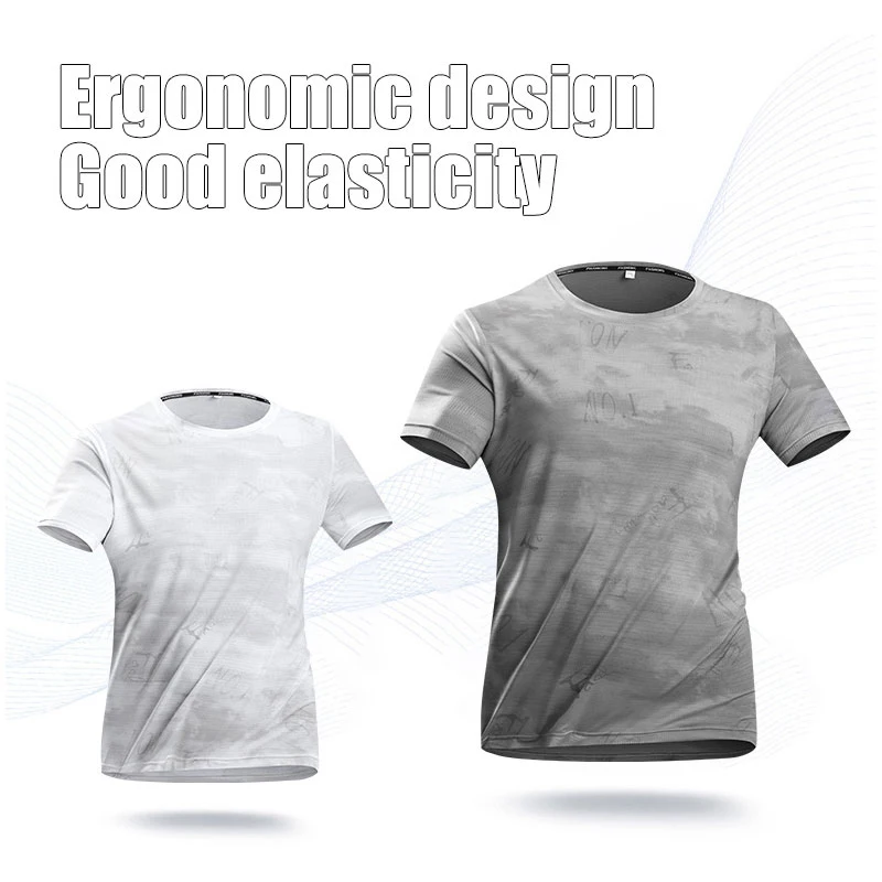 Men's Running Camouflage Sports T-Shirt Summer Training Moisture Wicking Ice Silk Short Sleeves Men Gym Fitness Thin T-Shirt