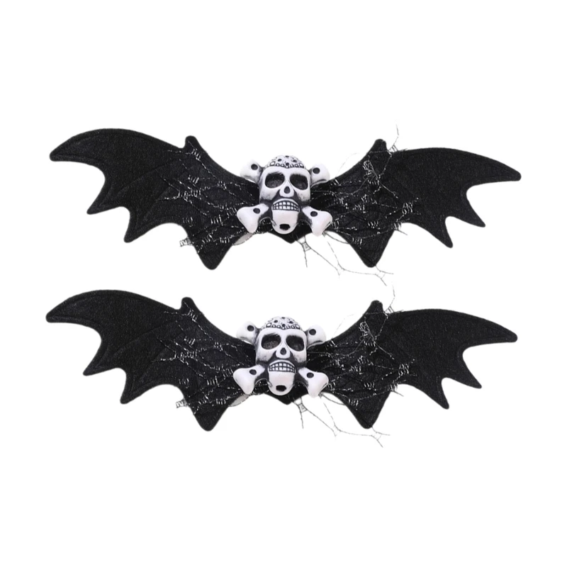 

2Pcs Reusable Cloth Bat Skull Hairpins Costume Hairpin For Themed Parties Costume Additions And Childrens Outfits 15UB