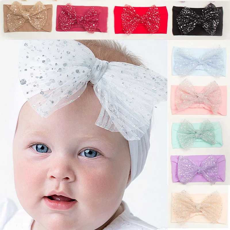 1 Pcs Girl Bow Headbands Lace Sequins Fashionable Baby Hair 