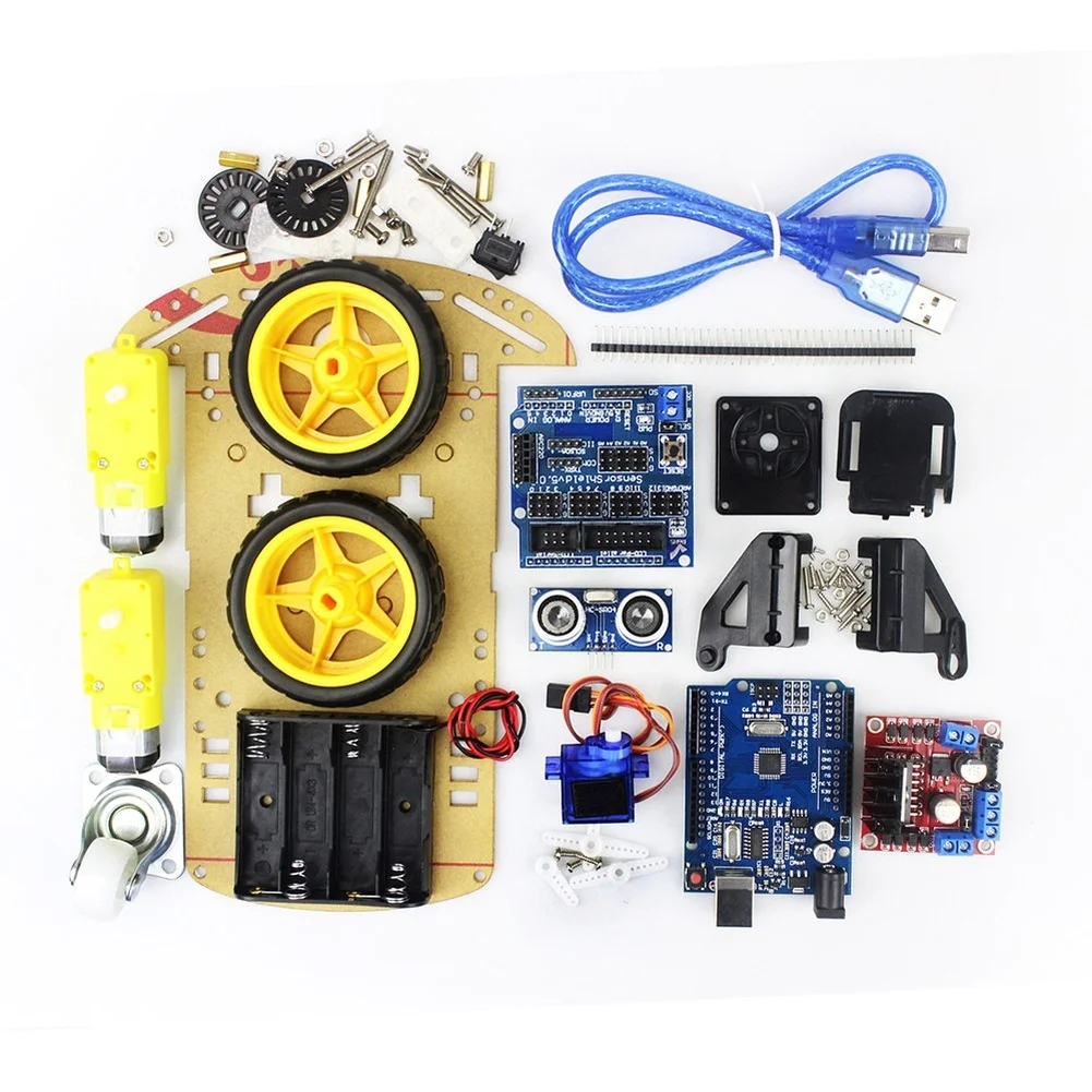 For Robotics Projects 2WD Smart Car Tracking Engine Robot Car Built-in Distance Measurement R3 Board Compatible