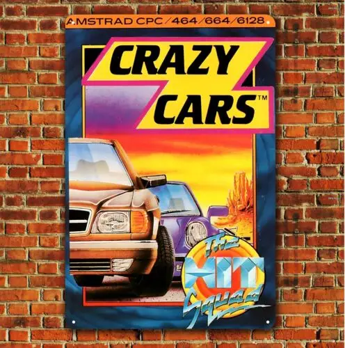 Crazy Cars Amstrad Retro Video Game Metal Poster - (tamanho 8x12 polegadas) Placa de metal - alumínio