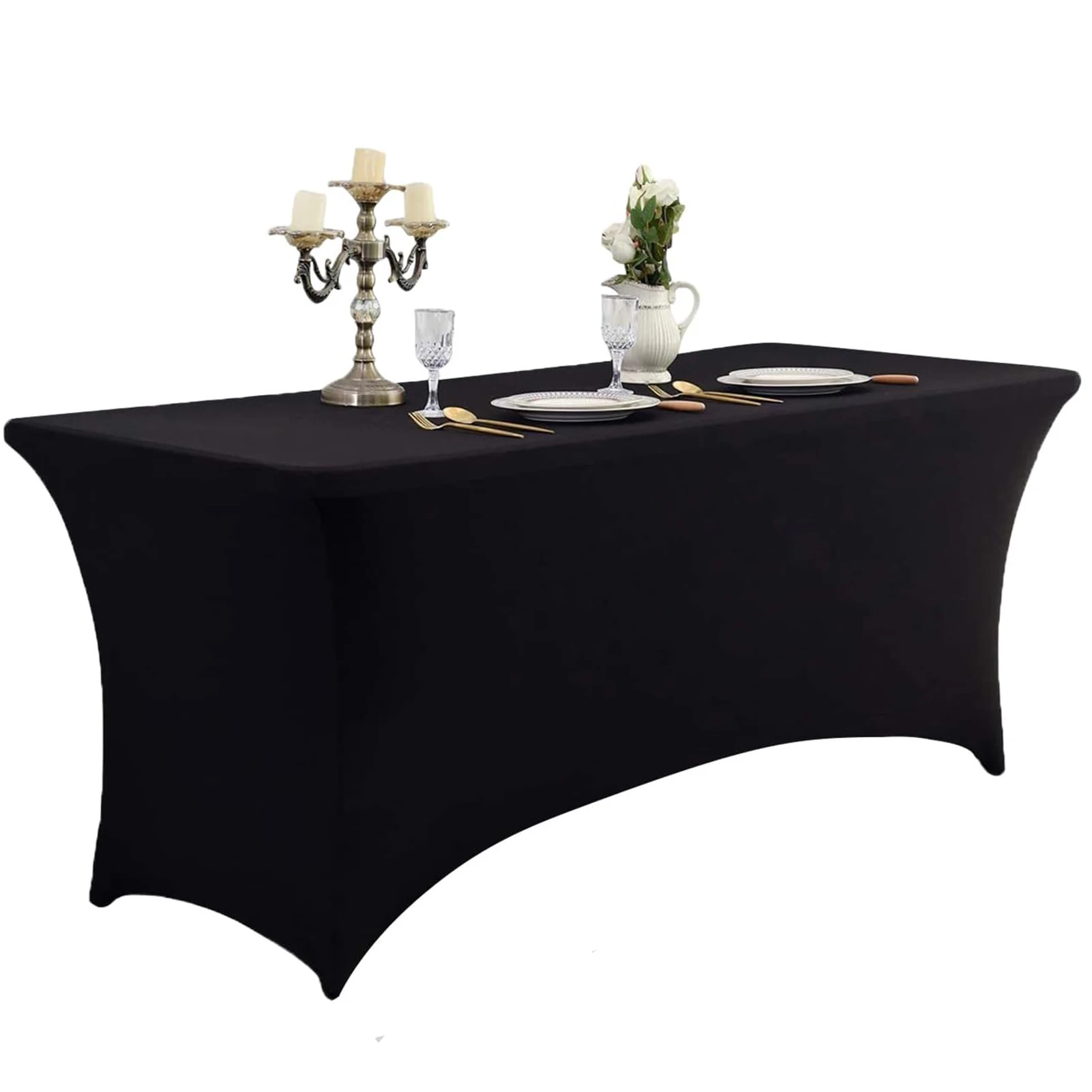 4/6FT Tischdecke für rechteckige Stretch-Spandex-Tischdecken, klappbare Tischdecke, Hotel-Hochzeitstisch, Cocktail-Tischschutz