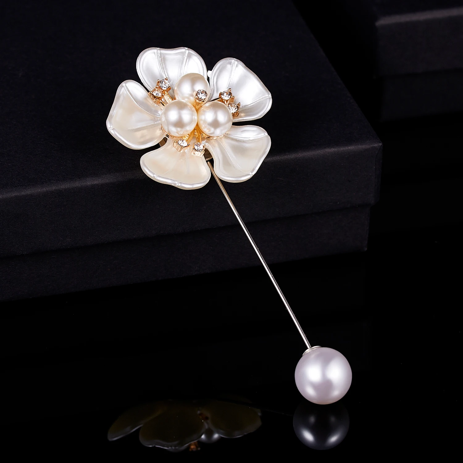 Rinhoo Imitation Perle Shell Kamelie Blume Brosche Für Frauen Weiß Blumen Blütenblatt Bouquet Lange Nadel Hemd Kragen Revers Pin Geschenk – Detail 40