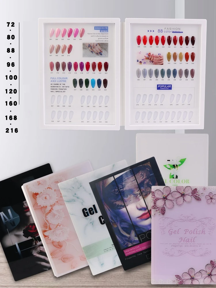 Nail Art Display Book Acrylic Cover Gel Polish Swatch Chart Salon Tools Showing Shelf Manicure Color Card Nail Display Board