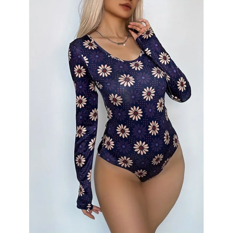 

American Vintage Sexy Off-shoulder Hollow Skinny Long Sleeved Jumpsuit Women's Bodycon Tops Summer Punk Bodysuits Streetwear