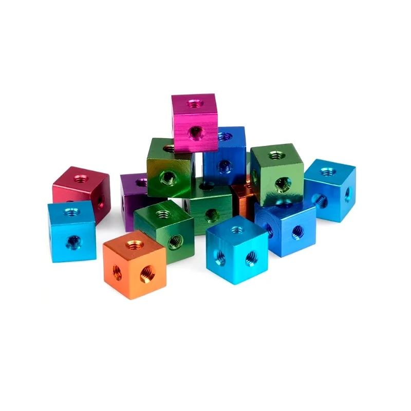 M3-10 Colorful Aluminum Alloy Hexagonal Nut Three-way Threaded Hole Square Acrylic Sheet Fixing Connector