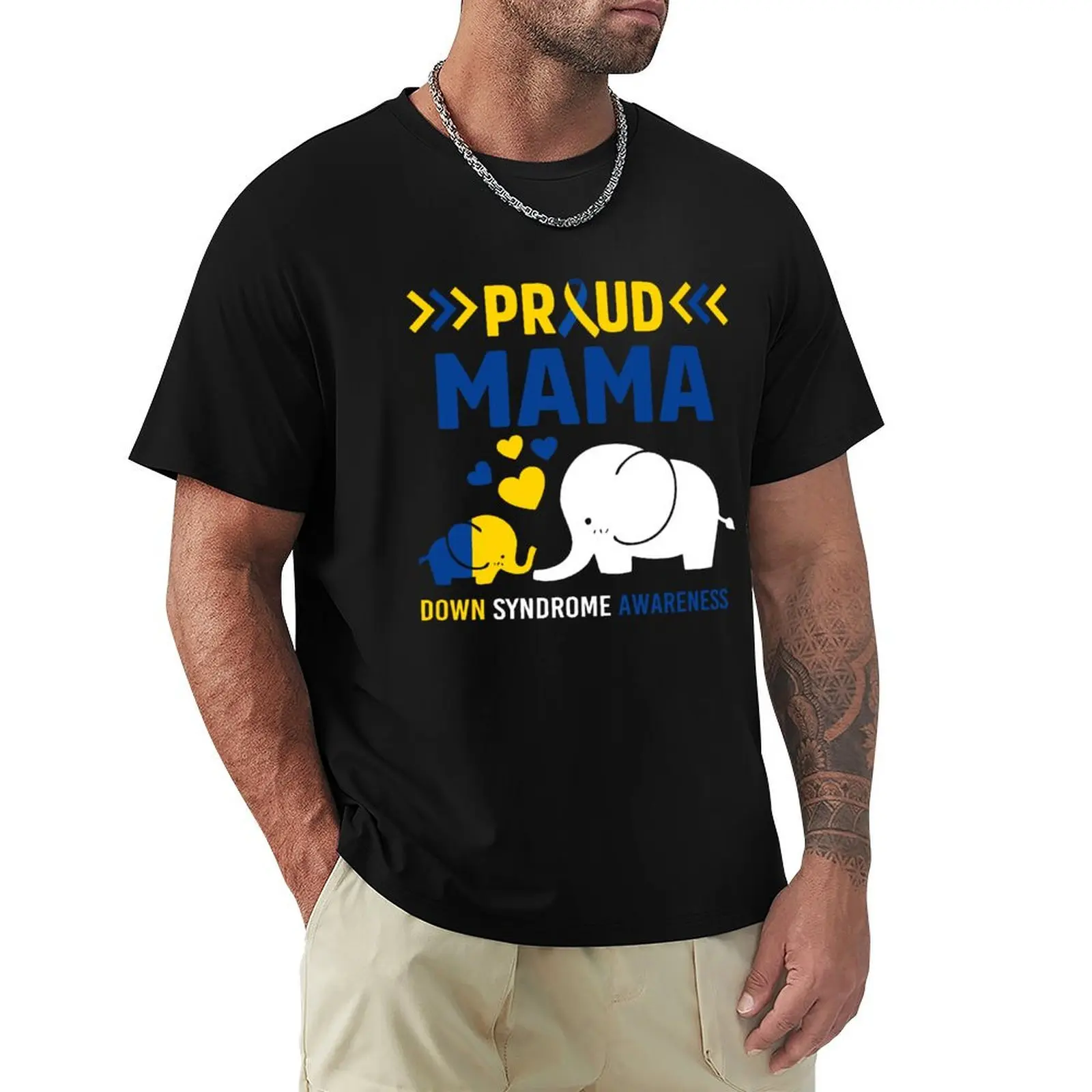Down Syndrome Awareness Mama Mom Elephant Trisomy 21 T-Shirt Graphic Print Short Sleeve T-Shirt