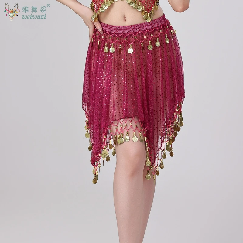 BellyDance Korte Rok Vrouwen Tribal India Dans Praktijk Training Kleding Volwassen Glanzende Stage Performance Kostuum Party Prom Rok