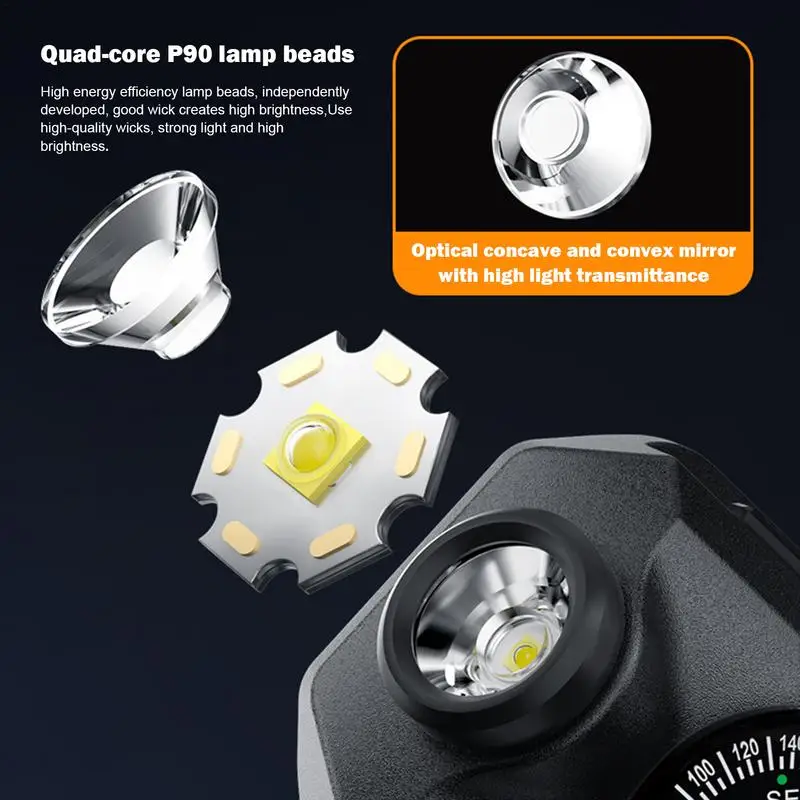 Wrist LED Light Watch Flashlight With Compass Function Rechargeable Watch Flashlight 5-Level Dimming Waterproof Light For Night