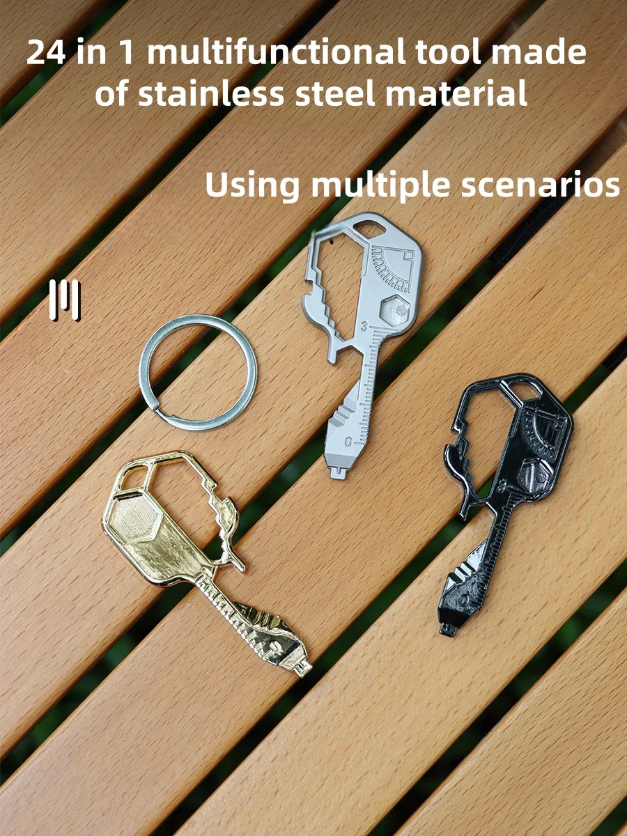 Narzędzie do kluczy 24 w 1 Wielofunkcyjny brelok ze stali nierdzewnej Kreatywne małe narzędzie Klucz EDC