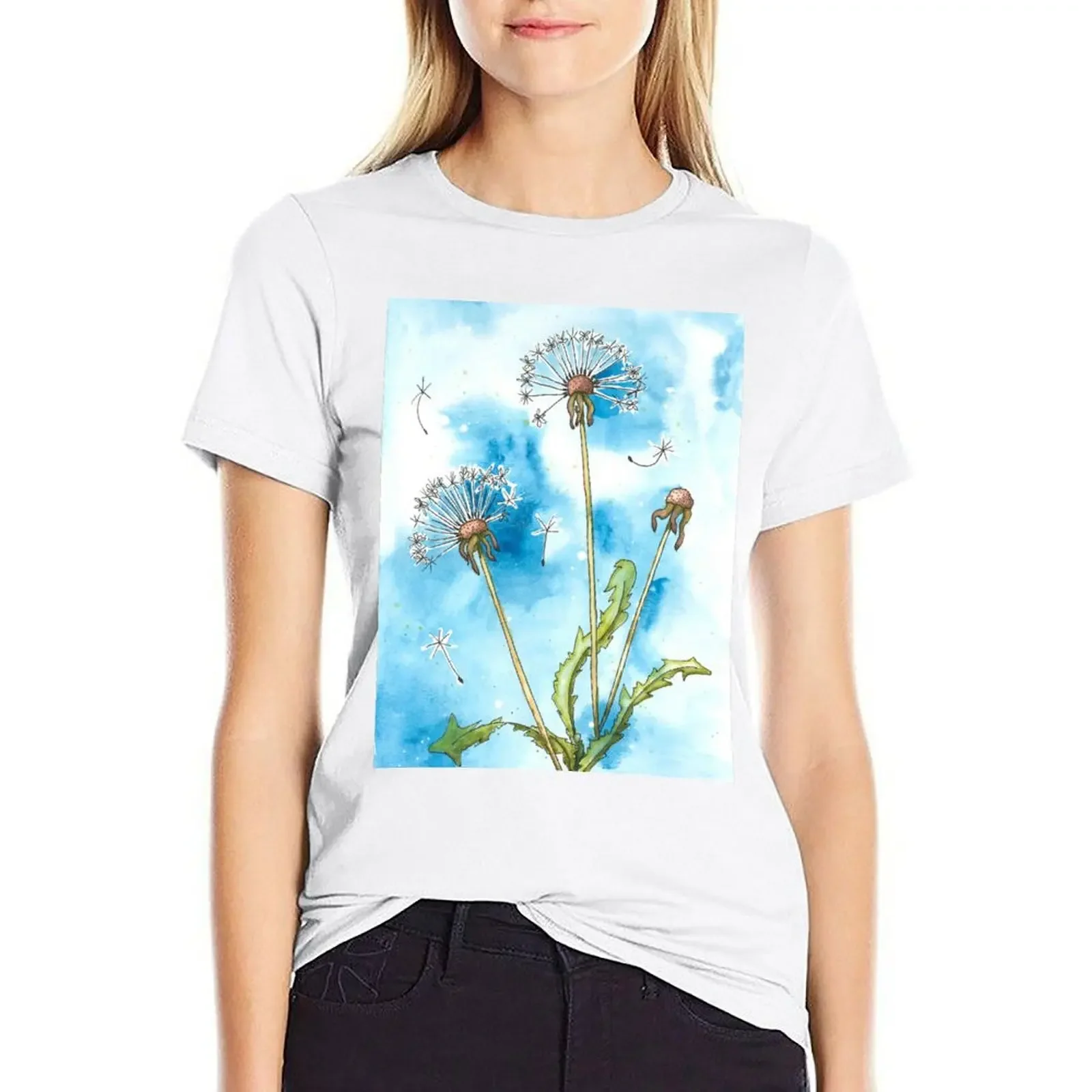 Dandelion Clocks T-shirt Short sleeve tee tops summer tops new edition t shirts for Women