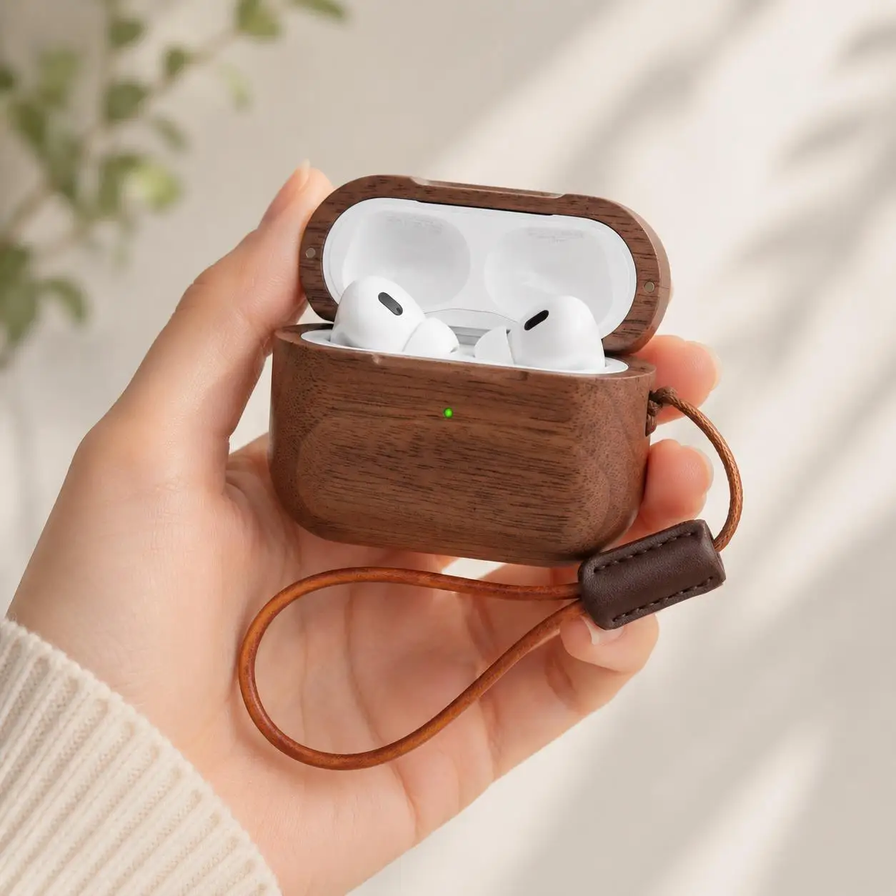 

Luxury Shockproof Nature Rounded Corners Walnut Wood AirPods Case For Airpods3，4，Airpods Pro，Pro2， Pro3 Waterproof Cases Cover