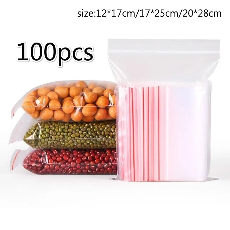 

100pcs Self Seal Zip Lock Storage Bag Multipurpose Home Pe Reusable Organizer Pouch Universal Clear Packaging Jewelry Pouch