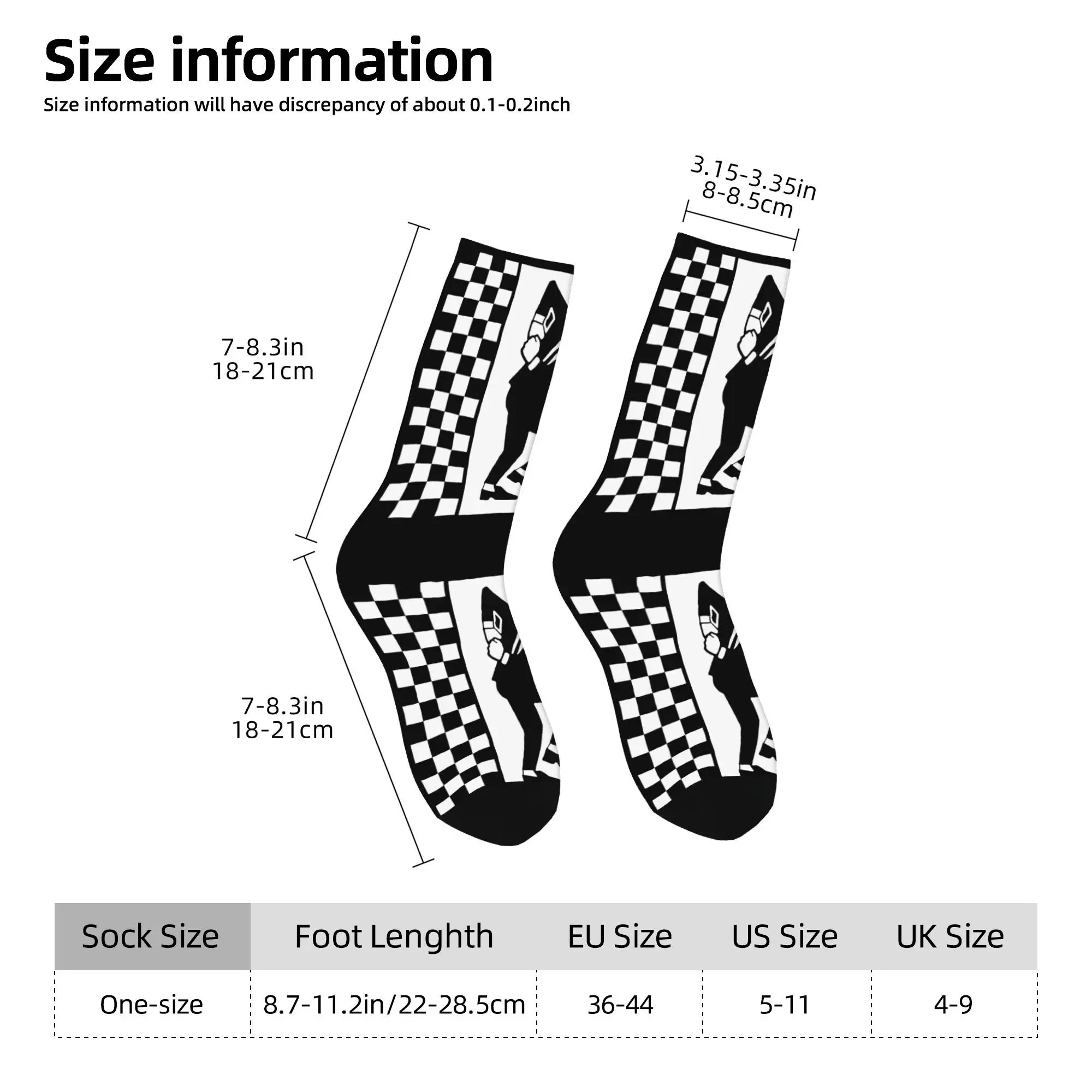 Funny Happy Men's Socks Ska Pattern Retro Harajuku  Hip Hop Seamless Crew Sock Gift Pattern Printed
