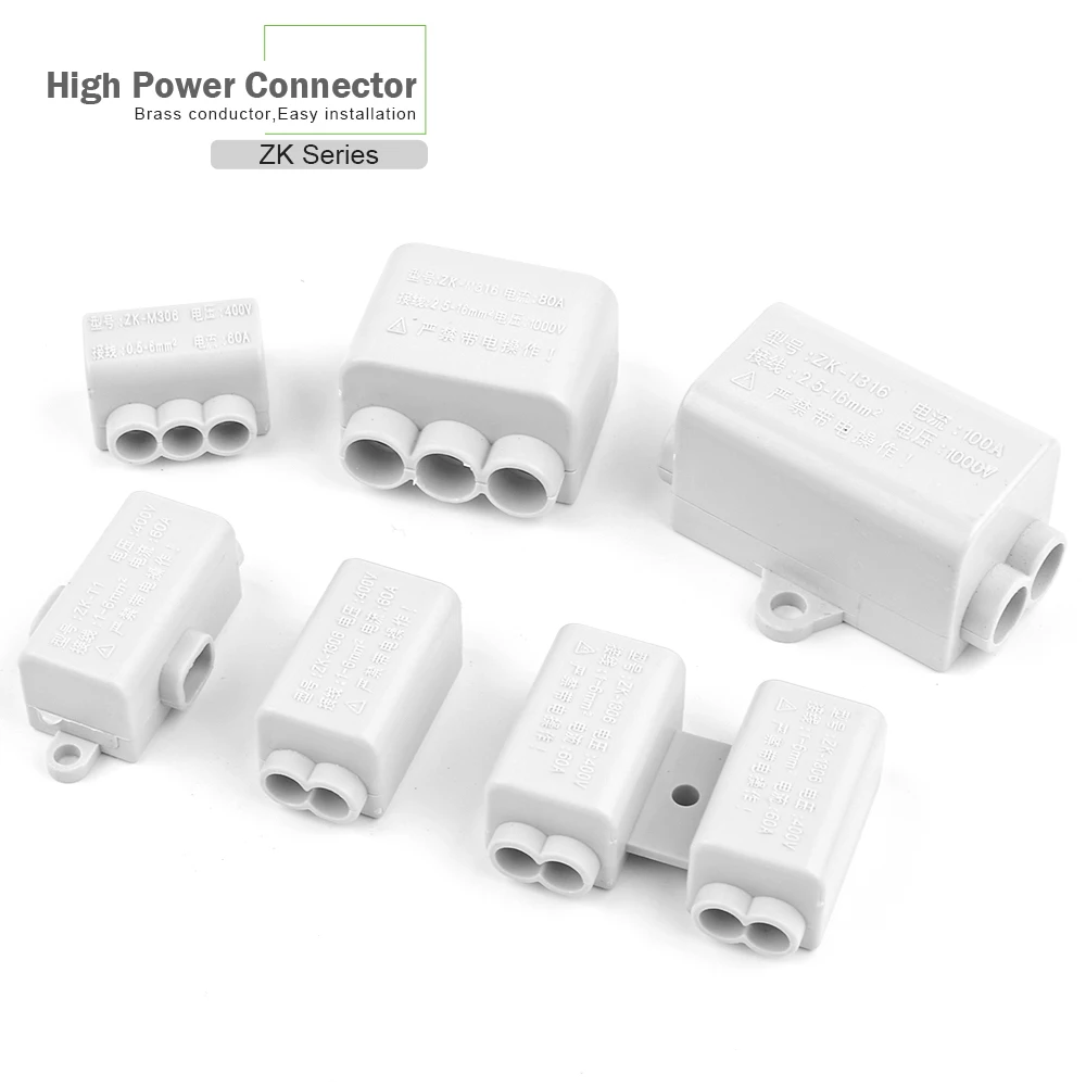 High Power No disconnection Wire Connector Wiring Terminal Block 60A/80A/100A 400V/1000V 1.0-16mm2 Cable Splicing Connectors