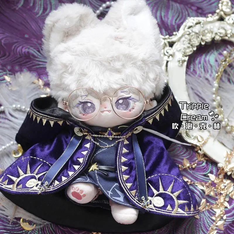 Handmade 4pc 20cm Doll Clothes Temple Priest Cos Suit Purple Gorgeous Cloak Robe Belt Pants Outfit Cos Gift No Doll