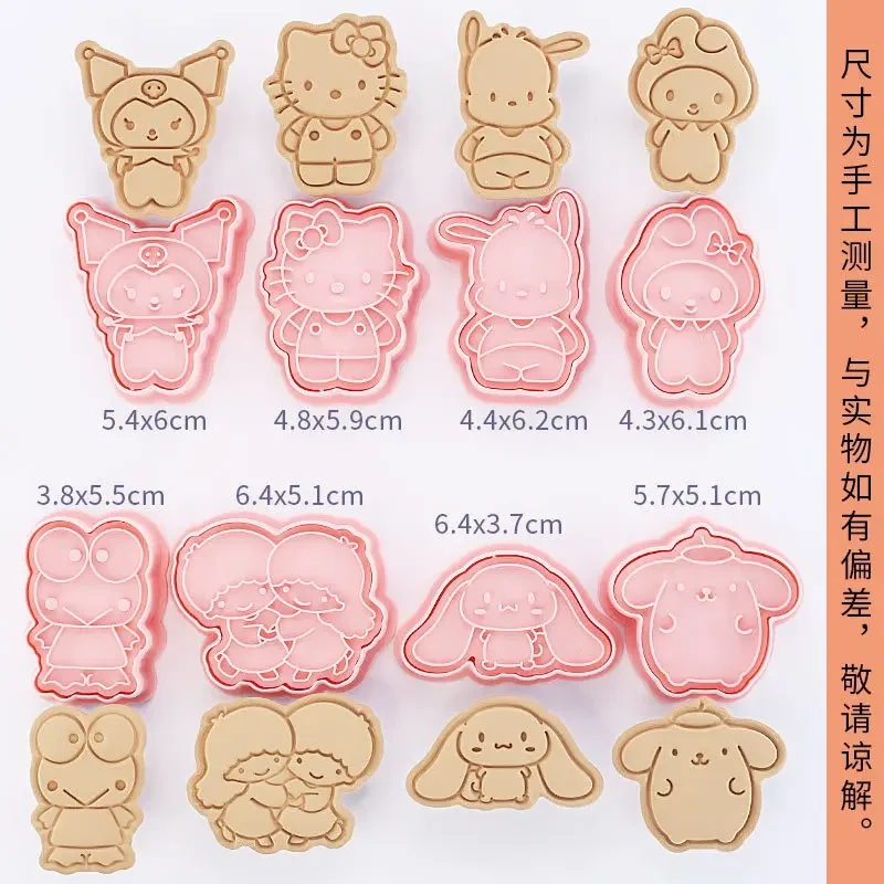 Sanrio Hello Kitty Cartoon Cookie Cutter Set Sanrio Anime Figures Kuromi Cinnamoroll Modeling Dessert Mold Kitchen Supplies Tool