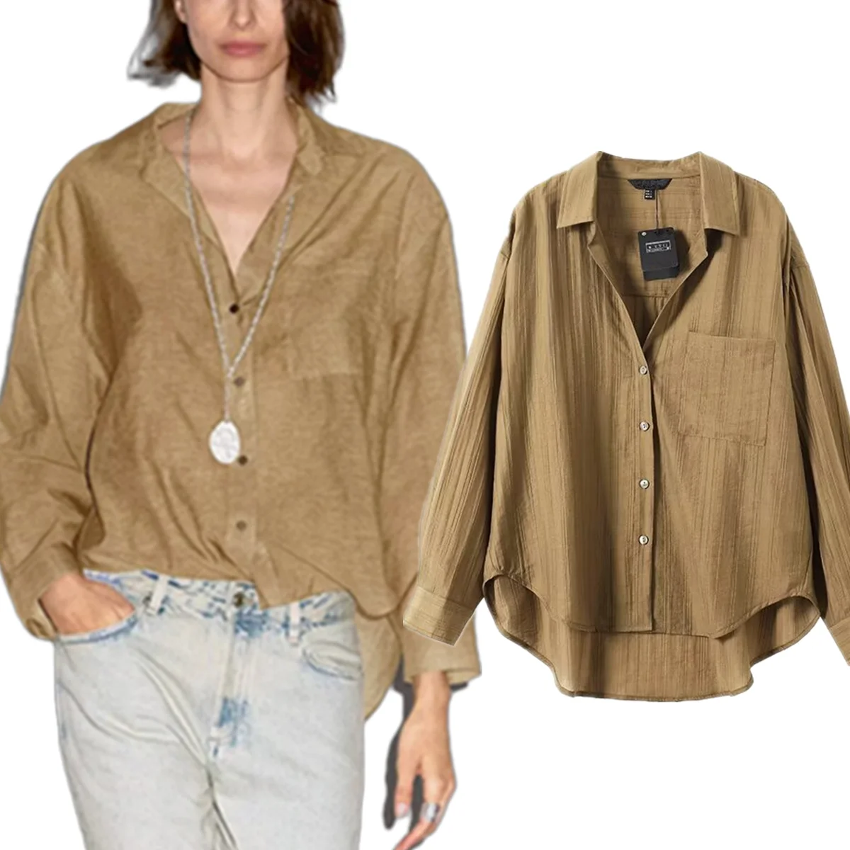 

Dave&Di Французская модная полосатая рубашка Минималистичные элегантные осенние рубашки и блузки с длинными рукавами Женская одежда Рубашки Топы