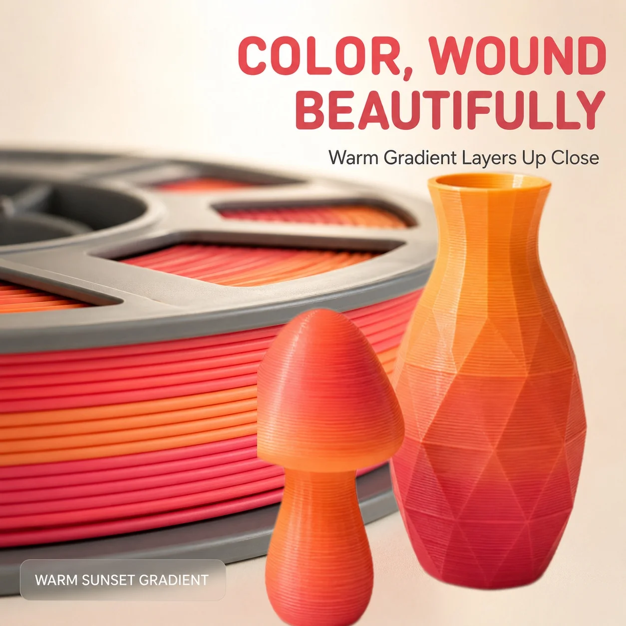 Pink to Violet Gradient PLA 3D Printer Filament 1.75mm 300g Compact Spool Smooth Color Transition 3D Printing Material