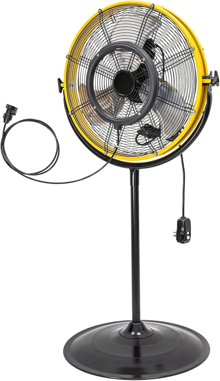 4400 CFM 20 Inch Outdoor Misting Fan Pedestal Standing Base with IP44 Enclosed Motor, Detachable Mist Spray Kit