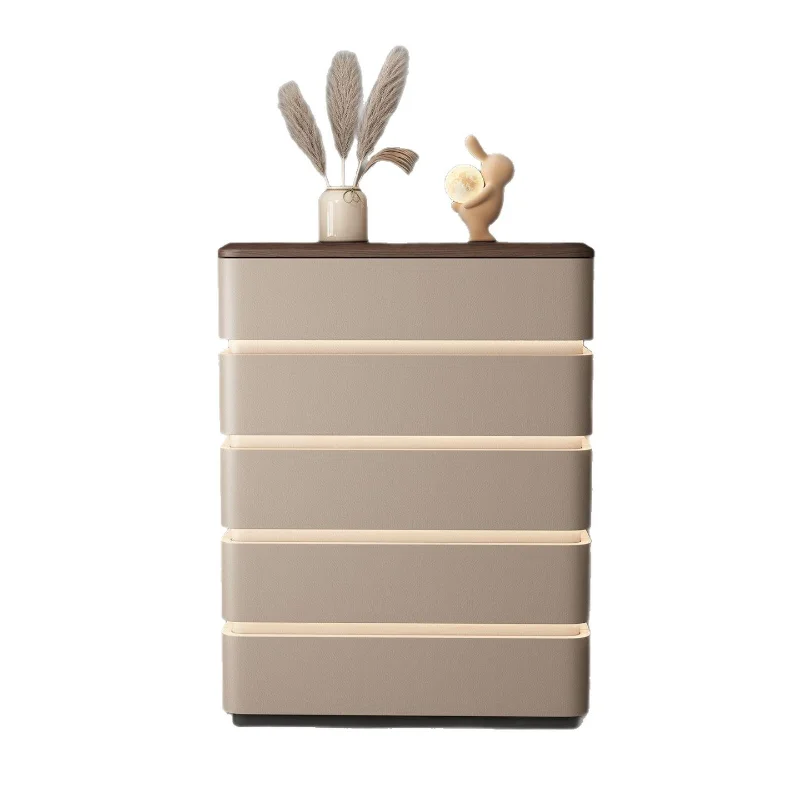 Solid wood chest of drawers Bedroom bedside storage Living room against the wall Cream wind locker